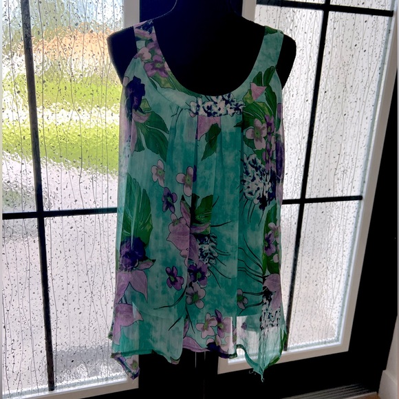 Teal Flowy sleeveless blouse by New Direction in XL - Picture 1 of 9